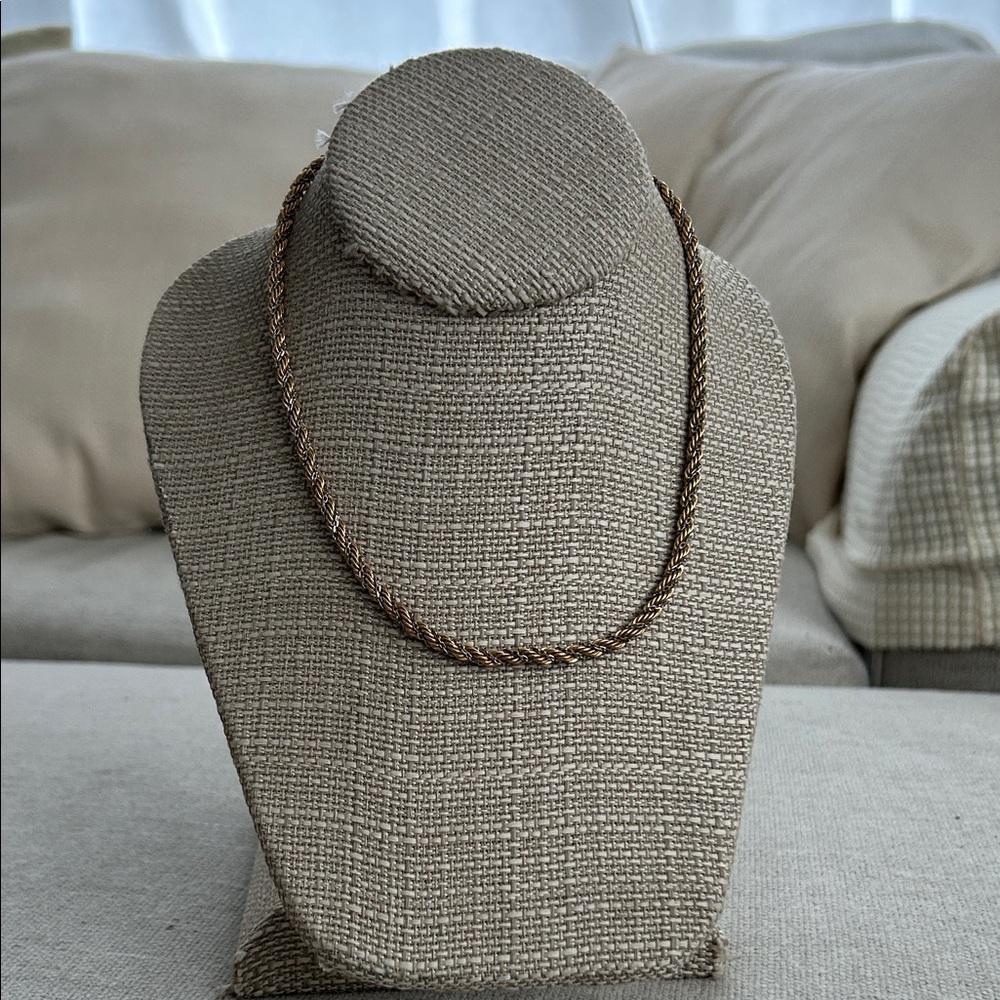 Vintage Monet Braided Necklace in Brown and Gold